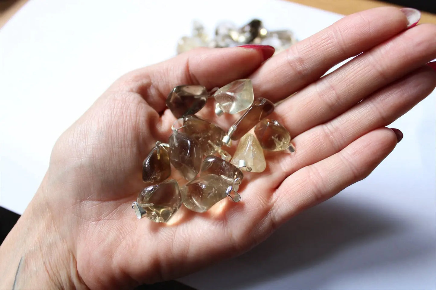 Collier avec vraie citrine * PIERRE ABIMEE !!! * - Aurore Lune