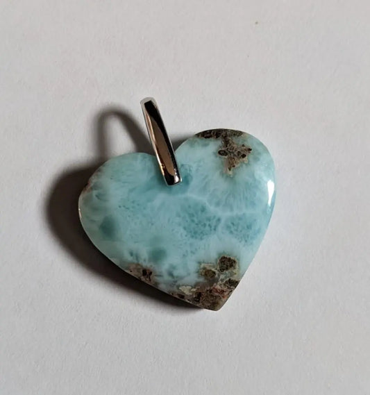 Collier coeur de larimar - Aurore Lune