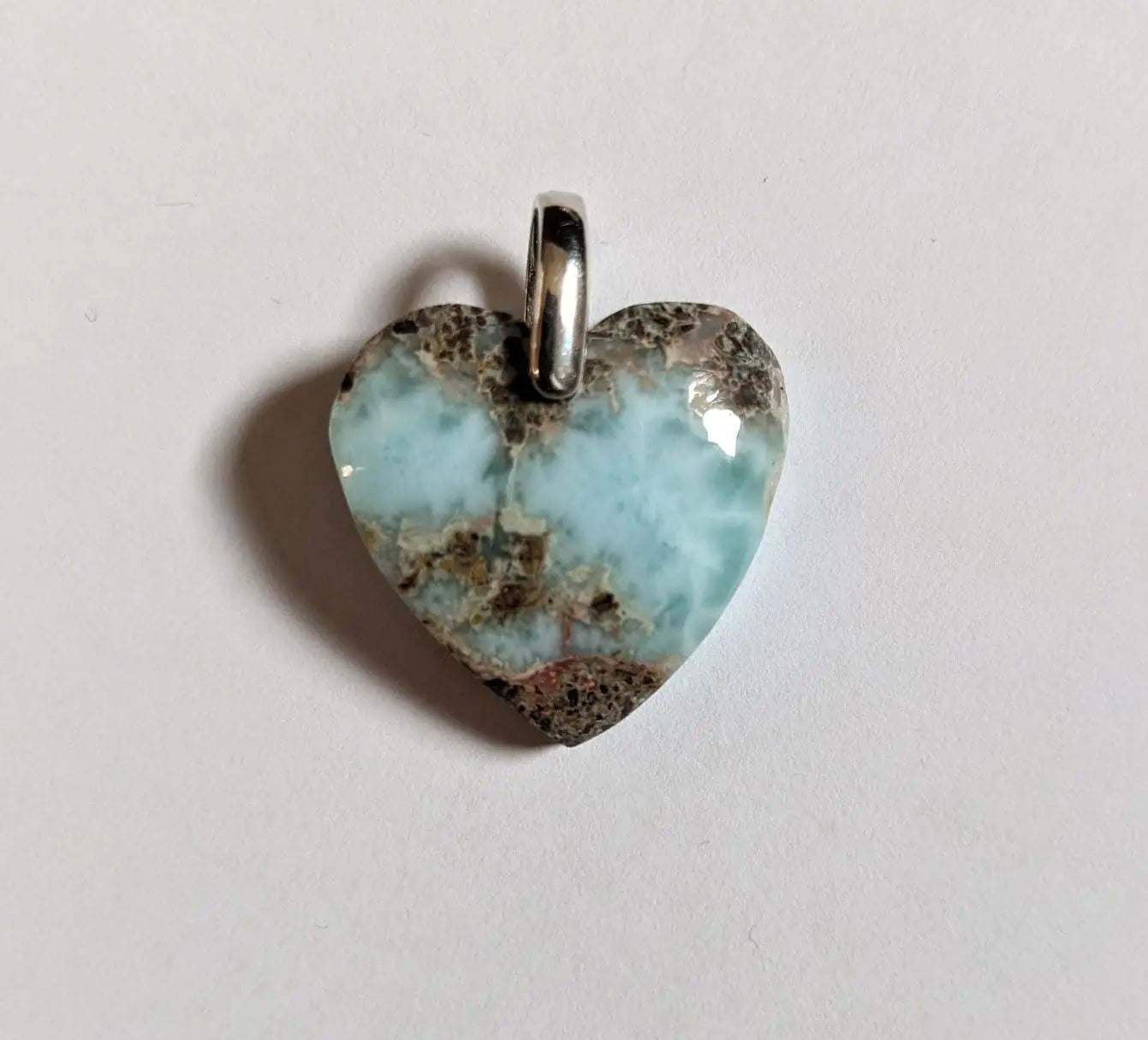 Collier coeur de larimar - Aurore Lune
