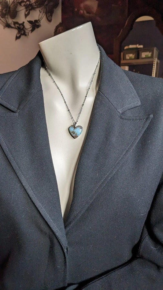 Collier coeur de larimar - Aurore Lune