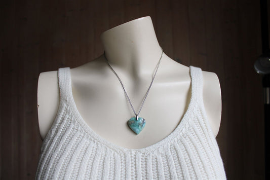 Collier cœur de larimar République Dominicaine - Aurore Lune