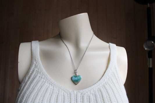 Collier cœur de larimar République Dominicaine - Aurore Lune