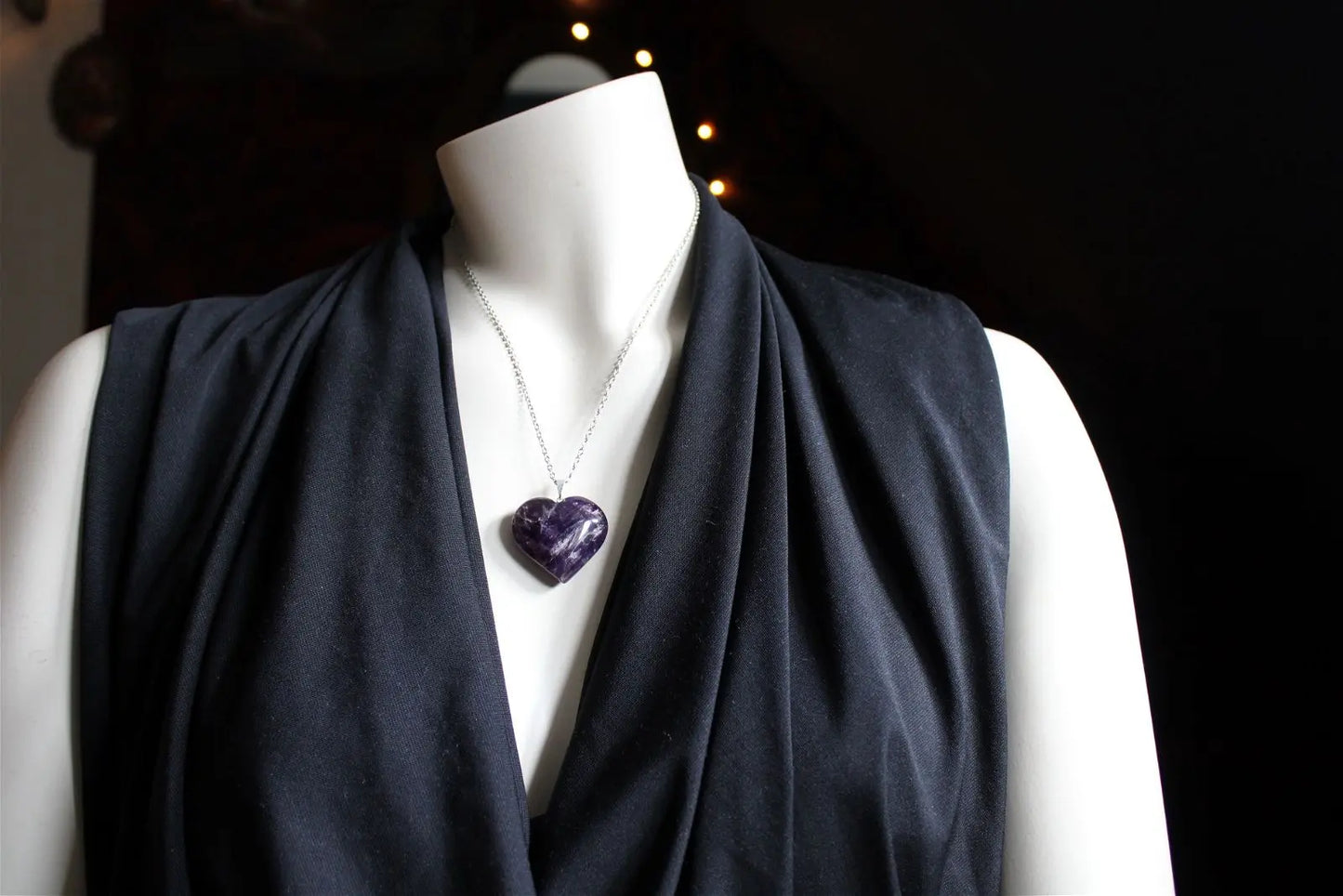 Collier coeur en améthyste - Aurore Lune