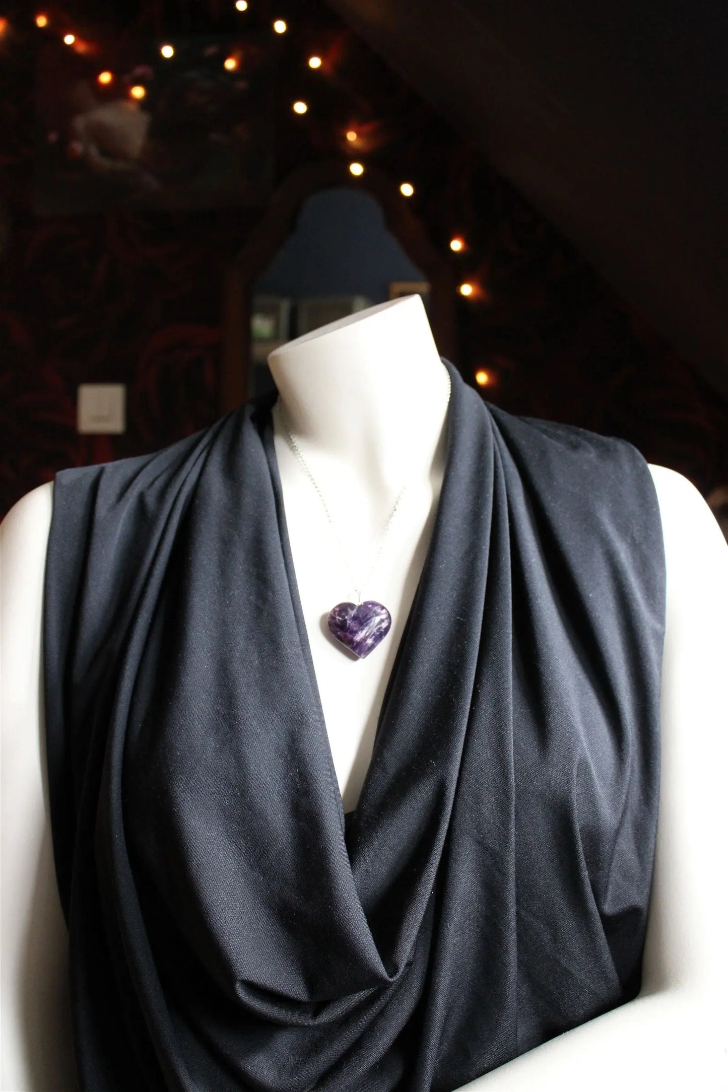 Collier coeur en améthyste - Aurore Lune