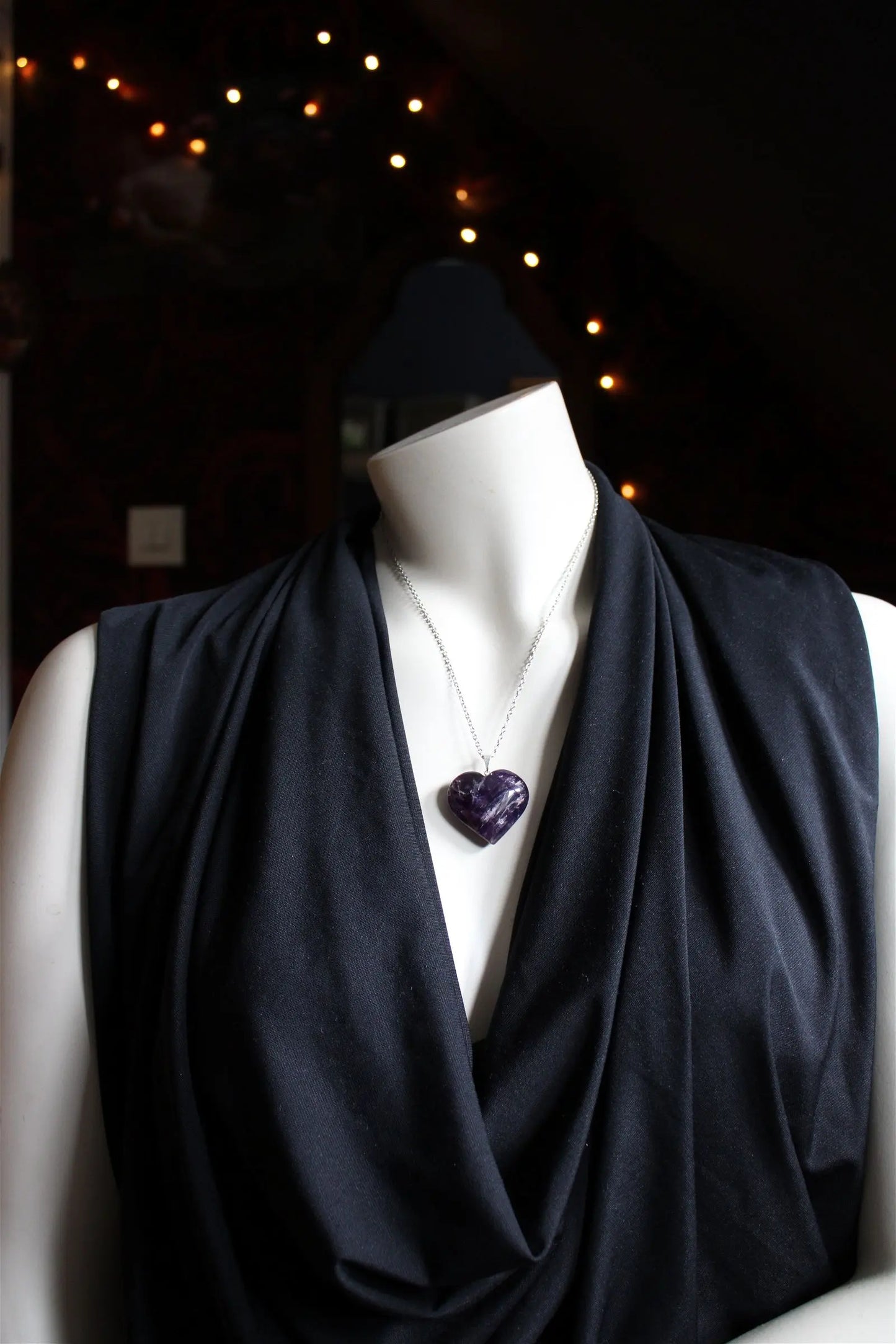 Collier coeur en améthyste - Aurore Lune