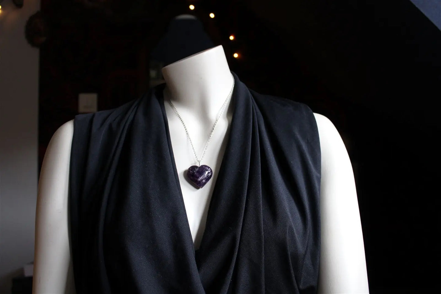 Collier coeur en améthyste - Aurore Lune
