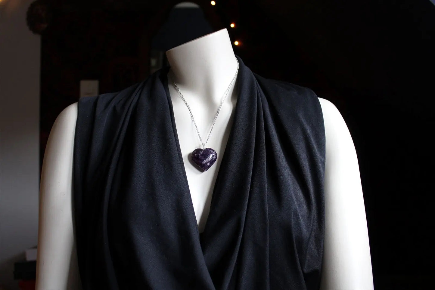 Collier coeur en améthyste - Aurore Lune