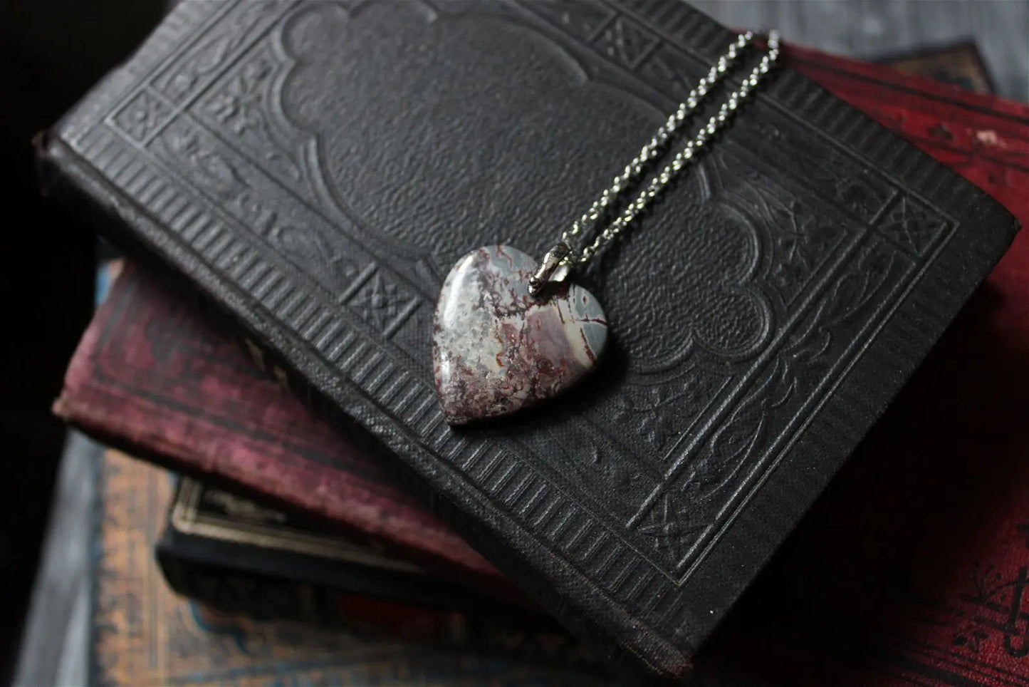 Collier coeur en sonora rhyolite - Aurore Lune