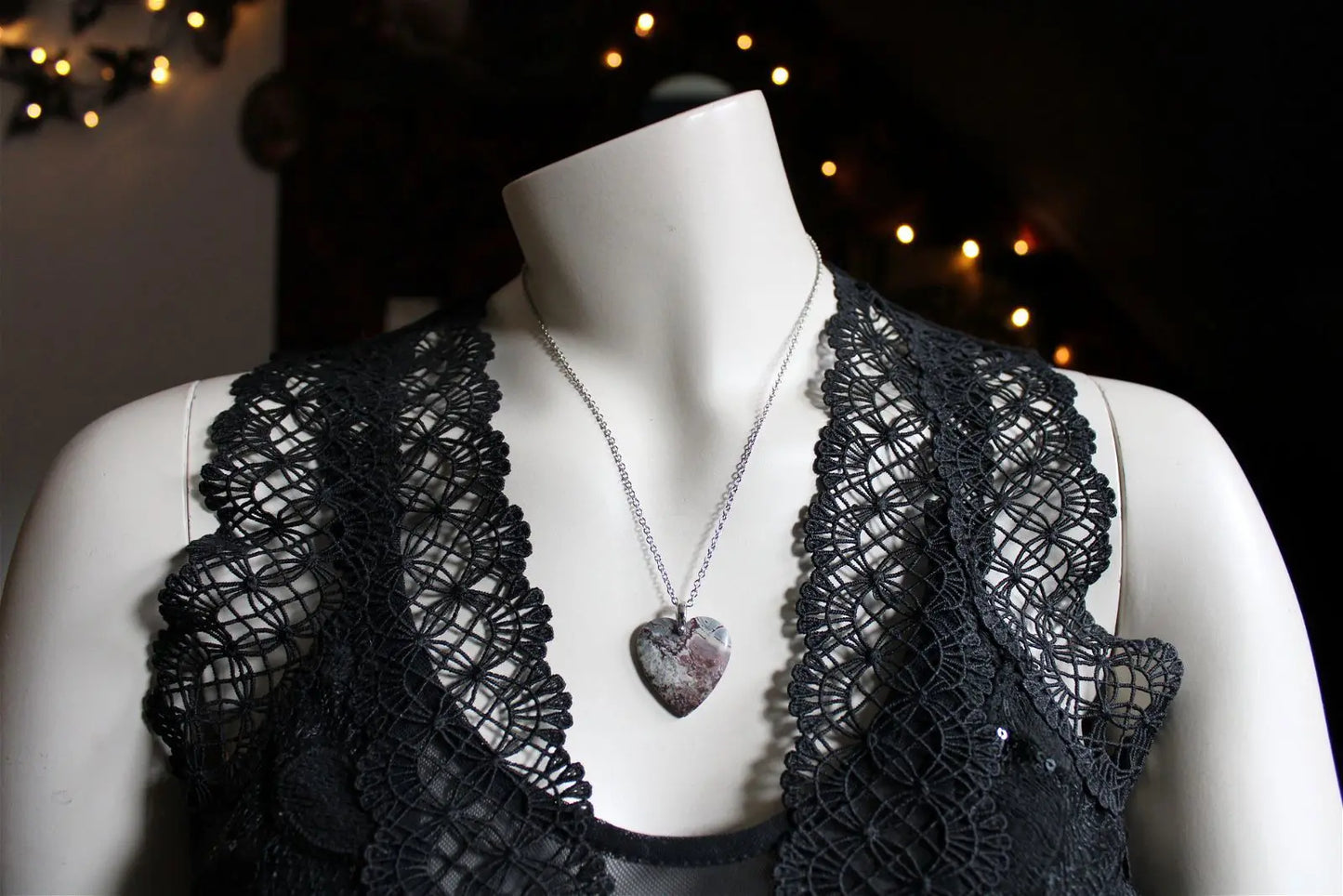 Collier coeur en sonora rhyolite - Aurore Lune