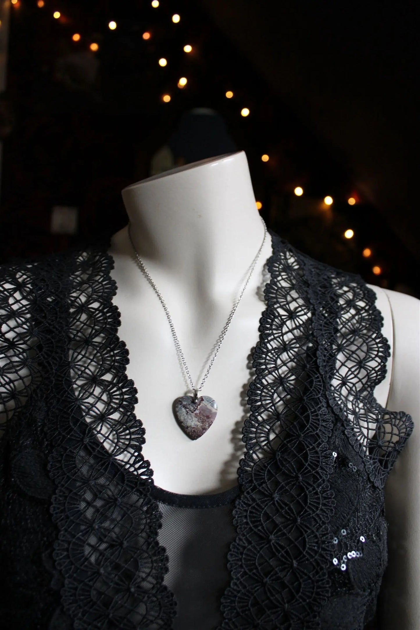 Collier coeur en sonora rhyolite - Aurore Lune