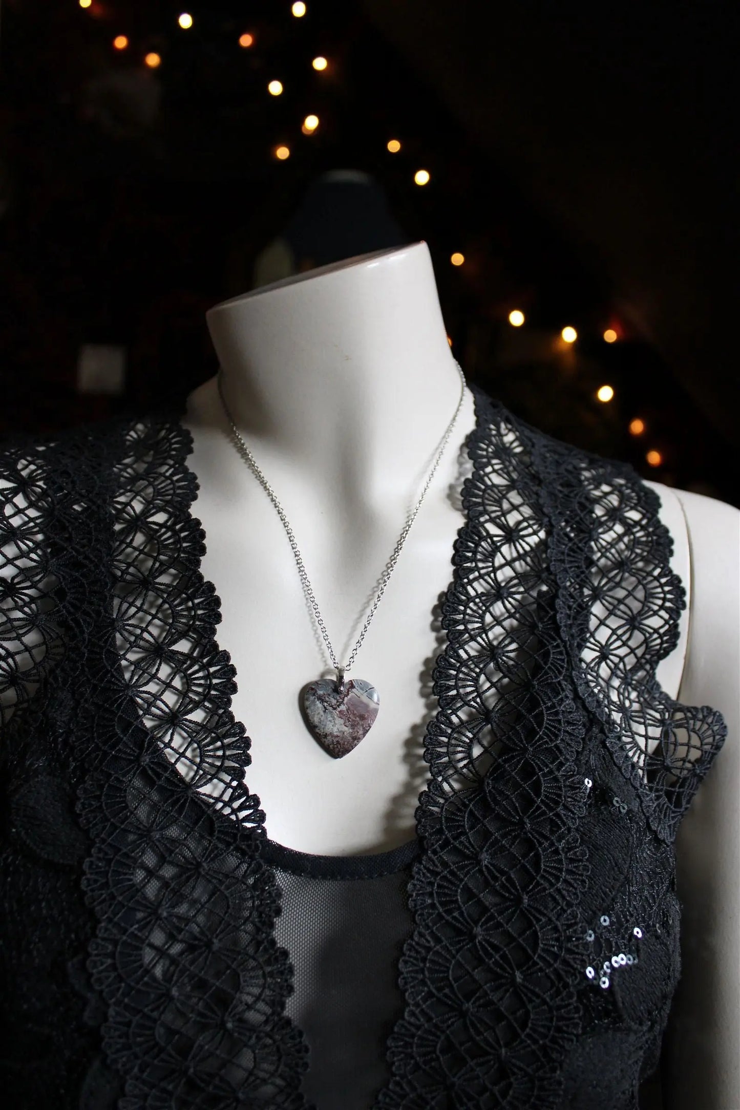 Collier coeur en sonora rhyolite - Aurore Lune