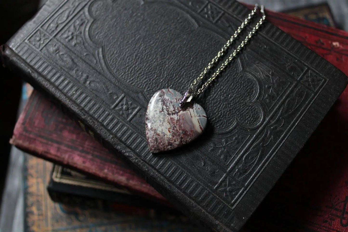 Collier coeur en sonora rhyolite - Aurore Lune
