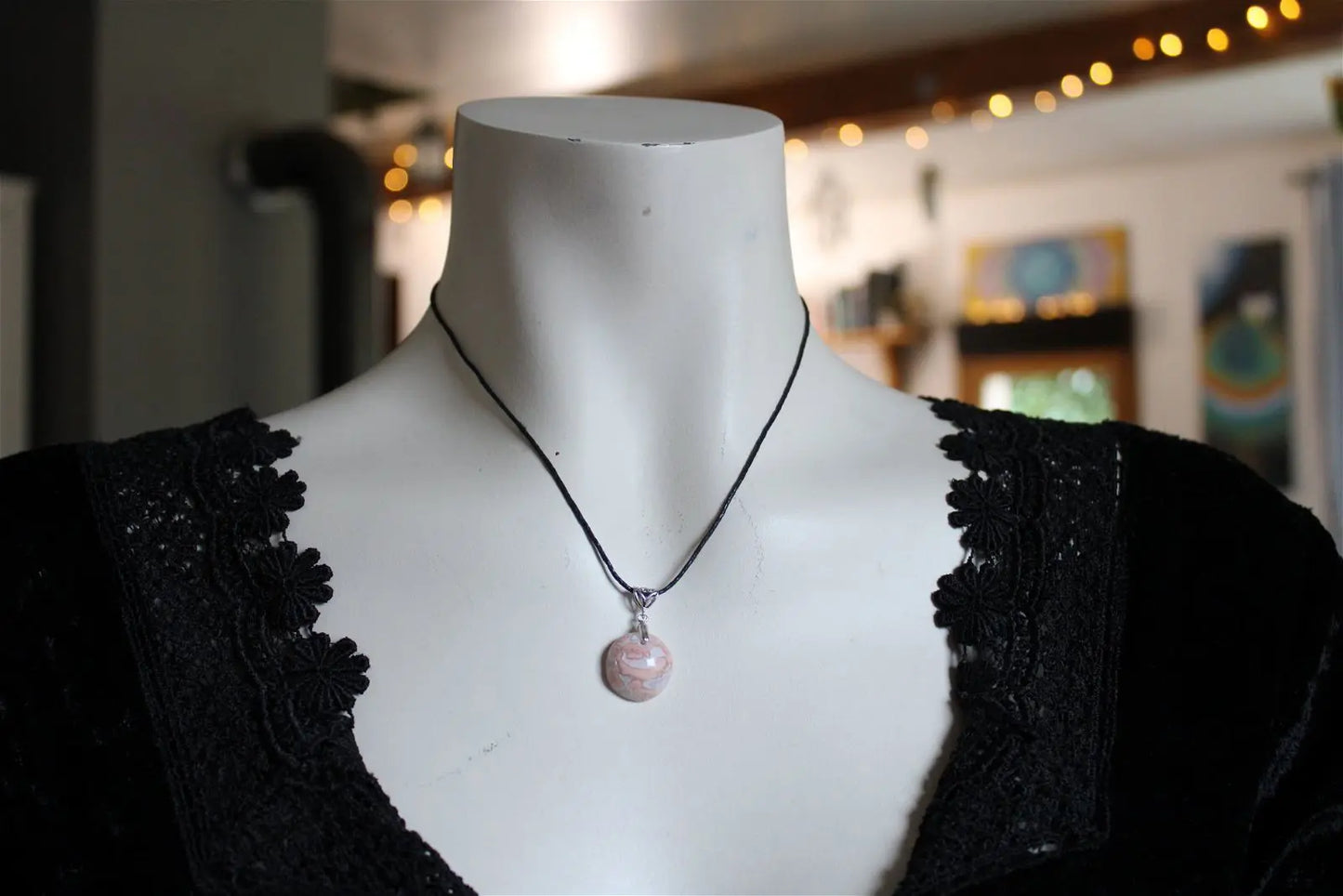 Collier de douceur en agate candy cotton - Aurore Lune