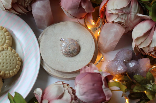 Collier de douceur en agate candy cotton - Aurore Lune