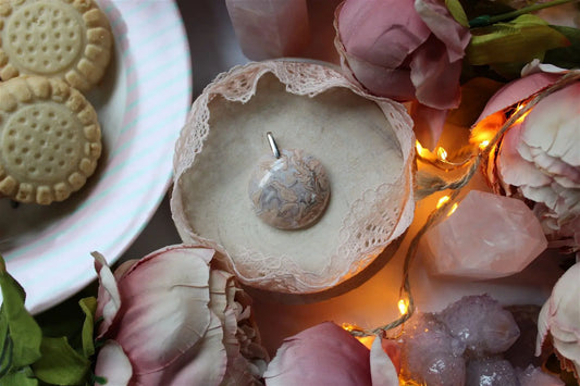 Collier de douceur en agate candy cotton - Aurore Lune