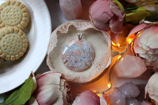 Collier de douceur en agate candy cotton XL - Aurore Lune