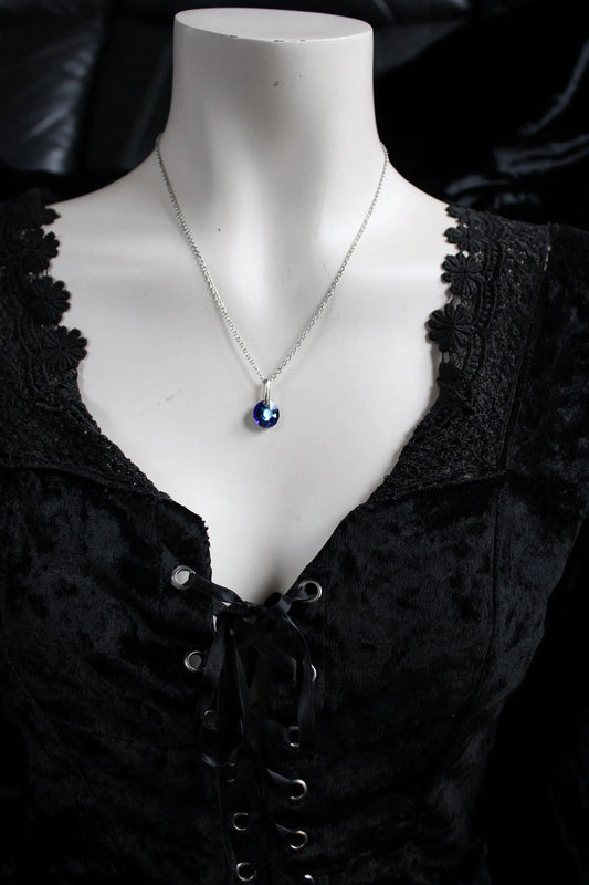 Collier décoré SWAROVSKI bleu nuit - Aurore Lune