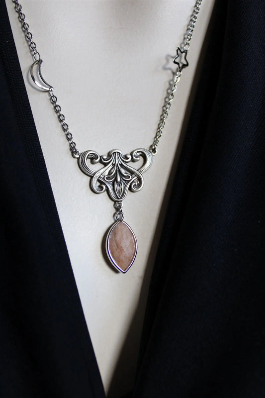 Collier elfique avec pierre de lune - Aurore Lune