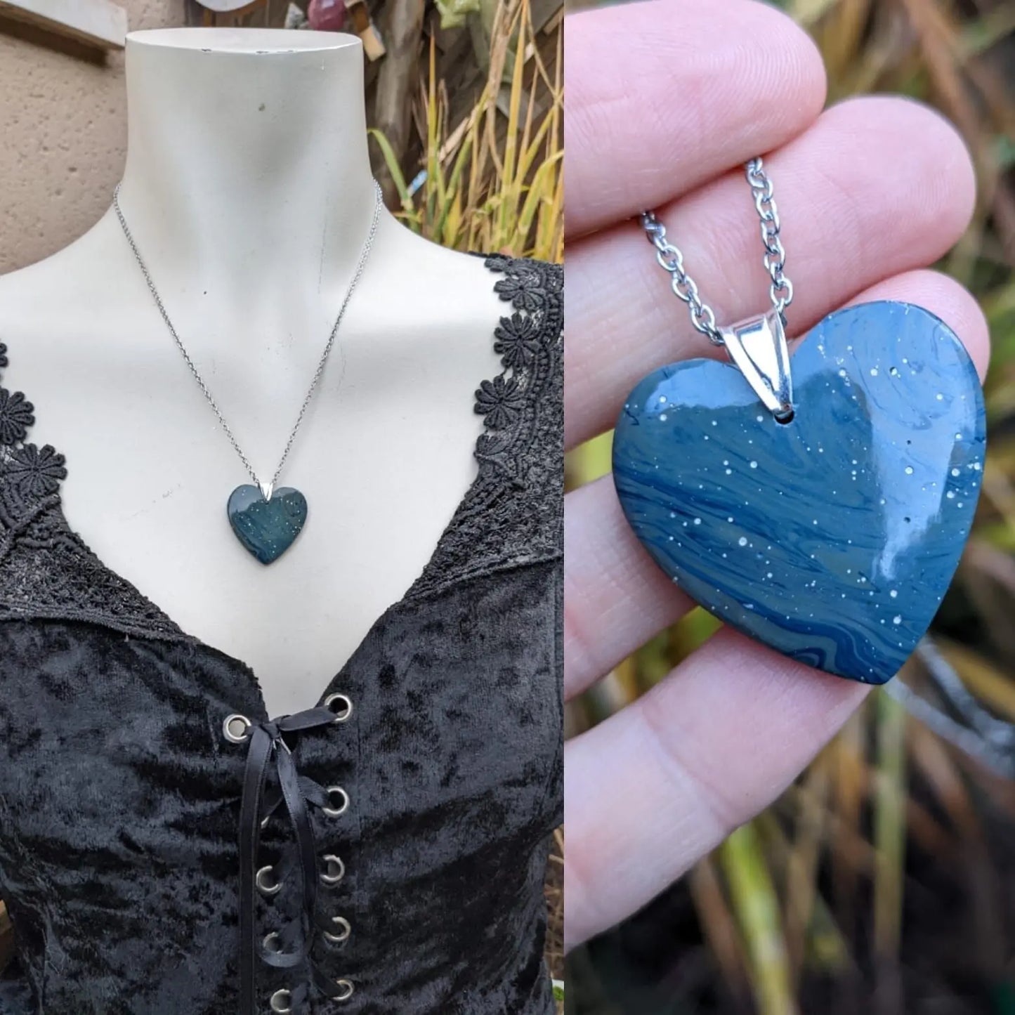 Collier en leland bleu : pierre 100% artificielle - Aurore Lune