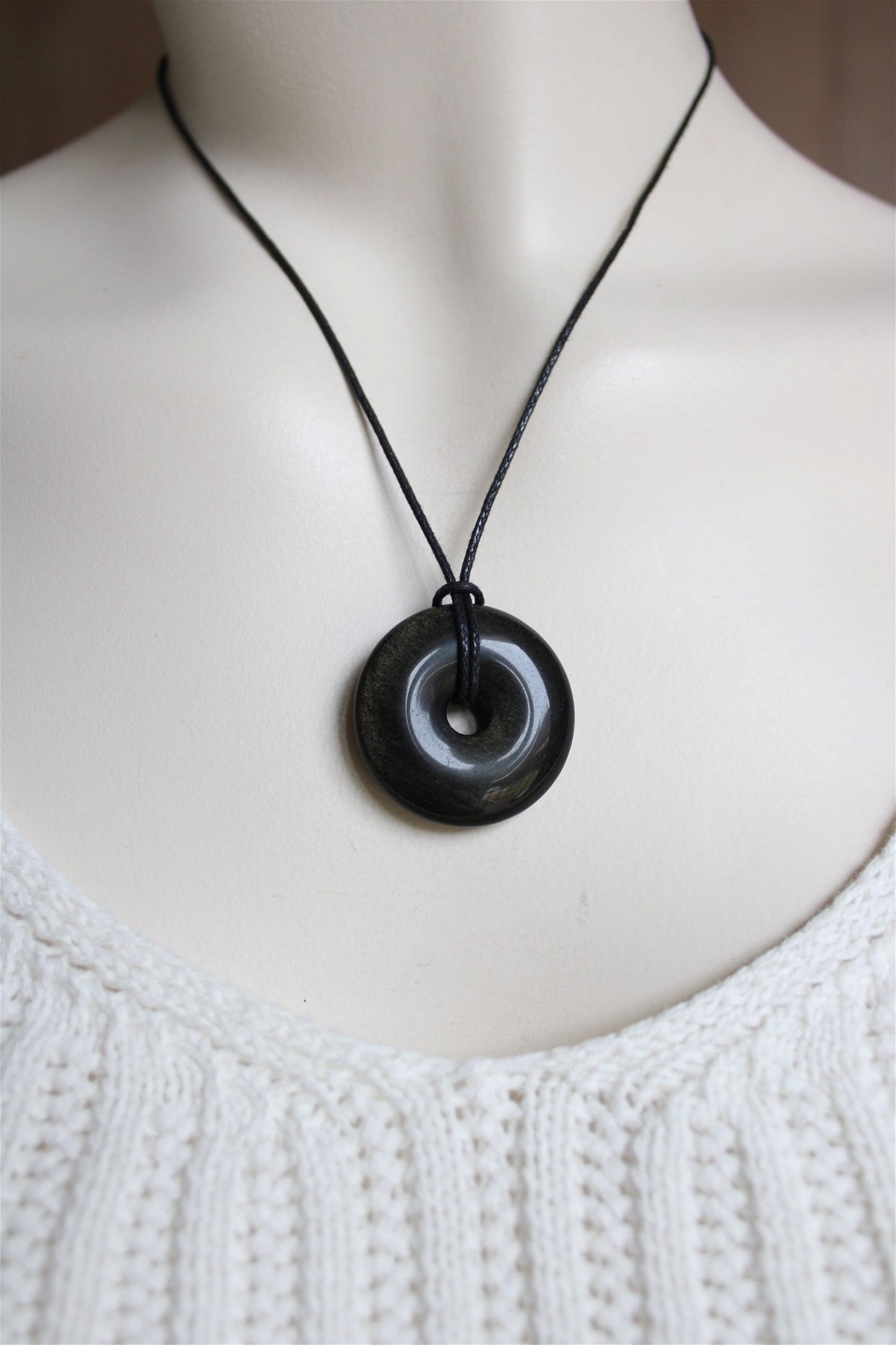 Collier en obsidienne dorée donut - Aurore Lune