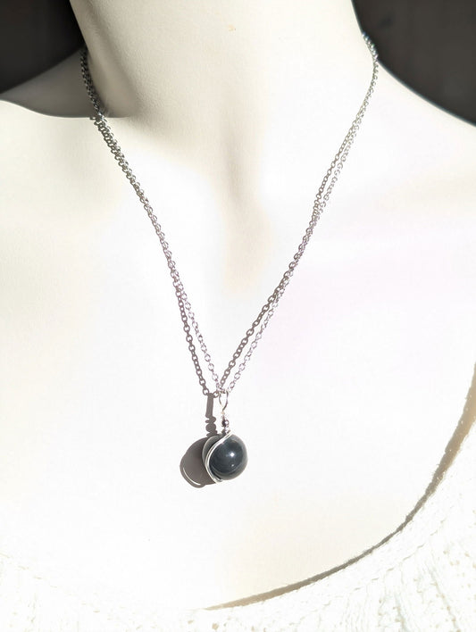 Collier en obsidienne mentogochol - Aurore Lune