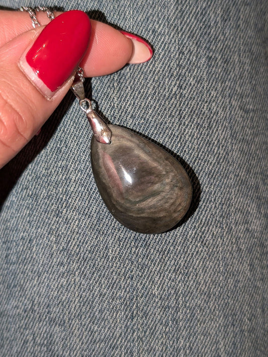 Collier en obsidienne mentogochol ou manta huichol recto verso - Aurore Lune