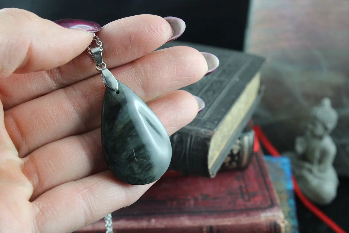 Collier en obsidienne mentogochol recto verso - Aurore Lune