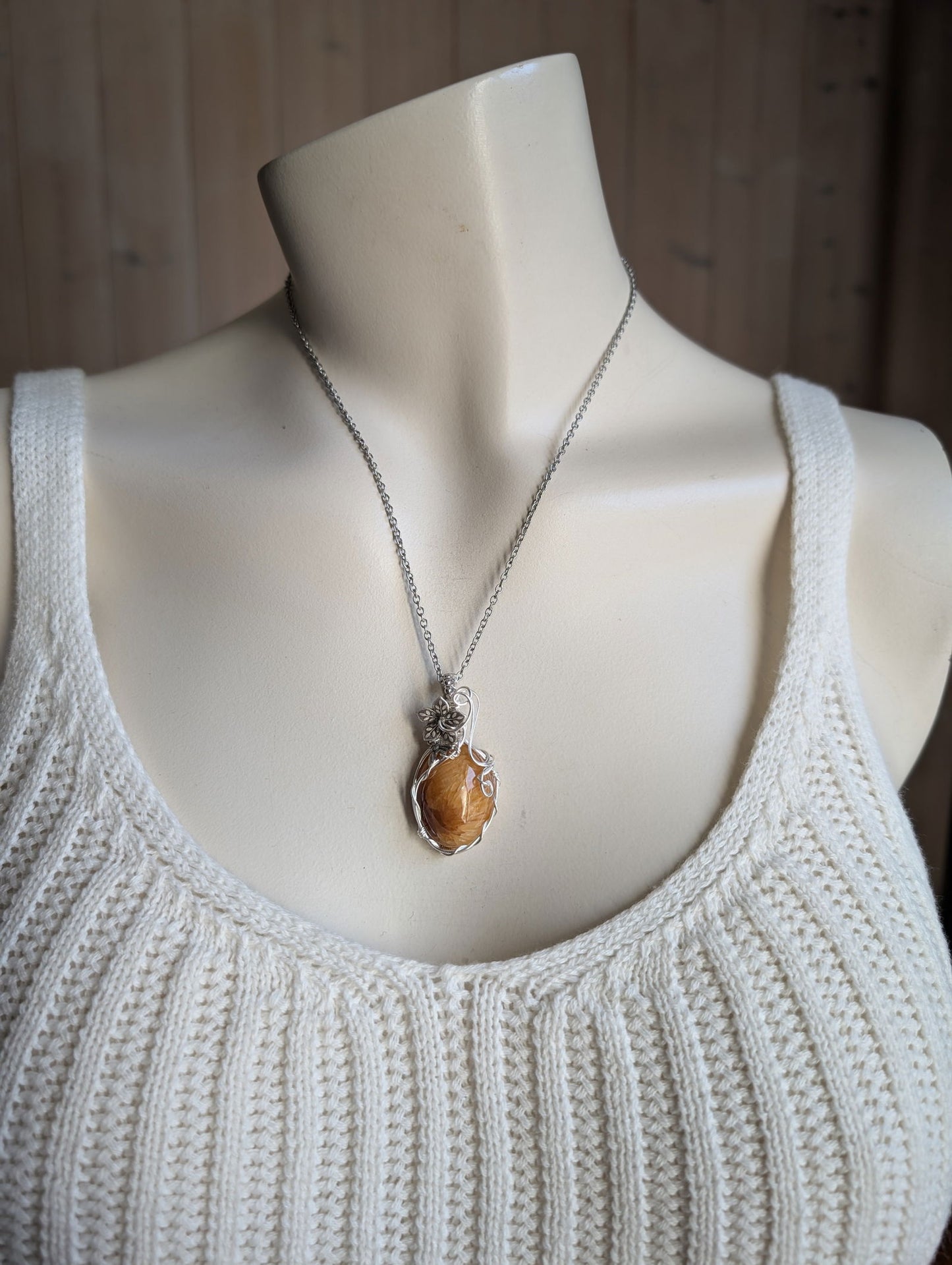 Collier en simbircite plaqué argent - Aurore Lune