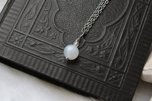 Collier épuré labradorite blanche - Aurore Lune