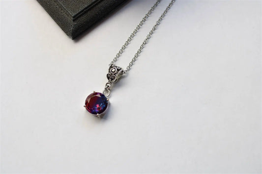 Collier fantaisie avec fausse pierre bicolore - Aurore Lune