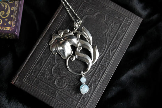 Collier floral en aigue marine - Aurore Lune
