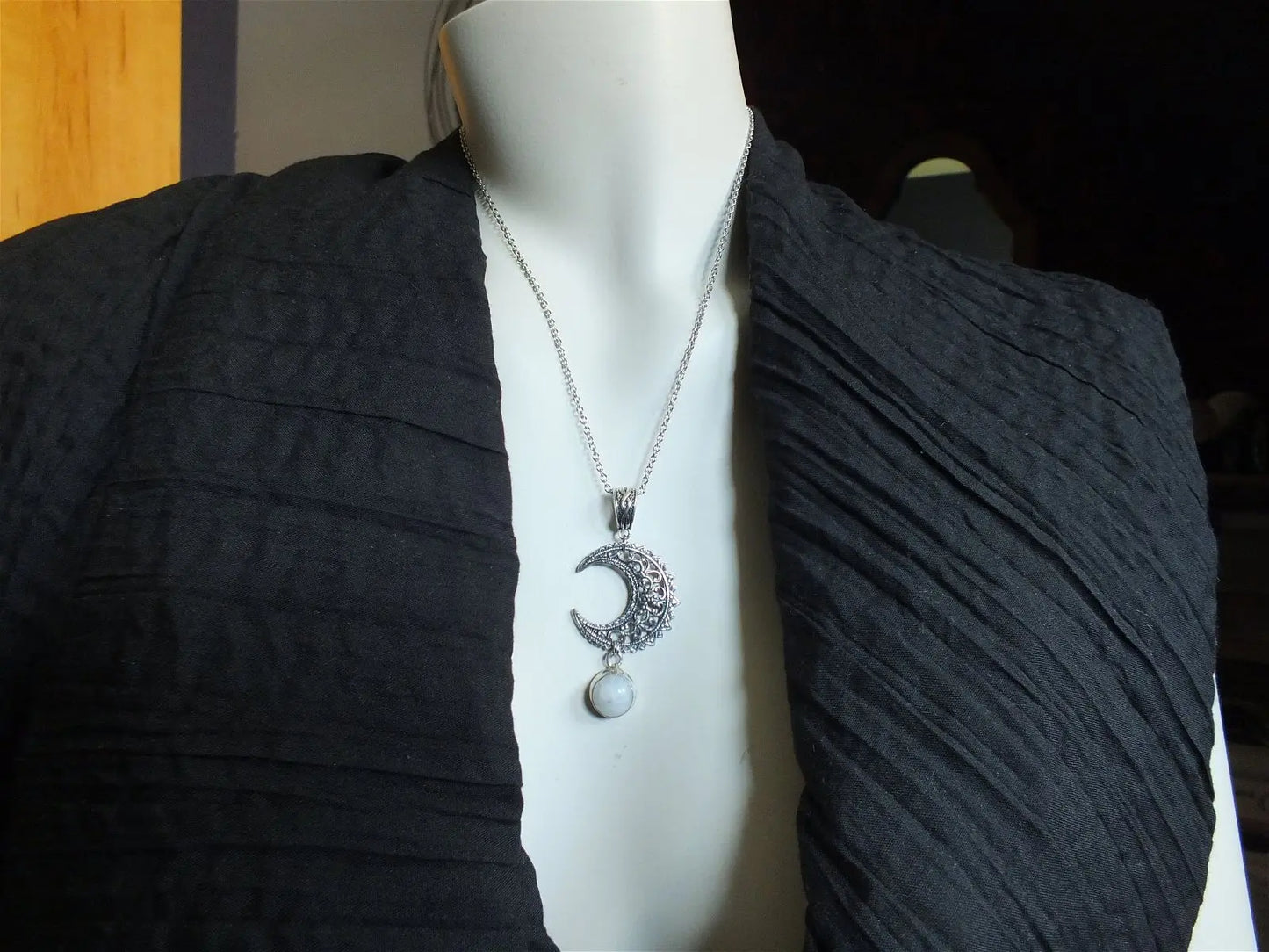 Collier labradorite blanche Lune - Aurore Lune