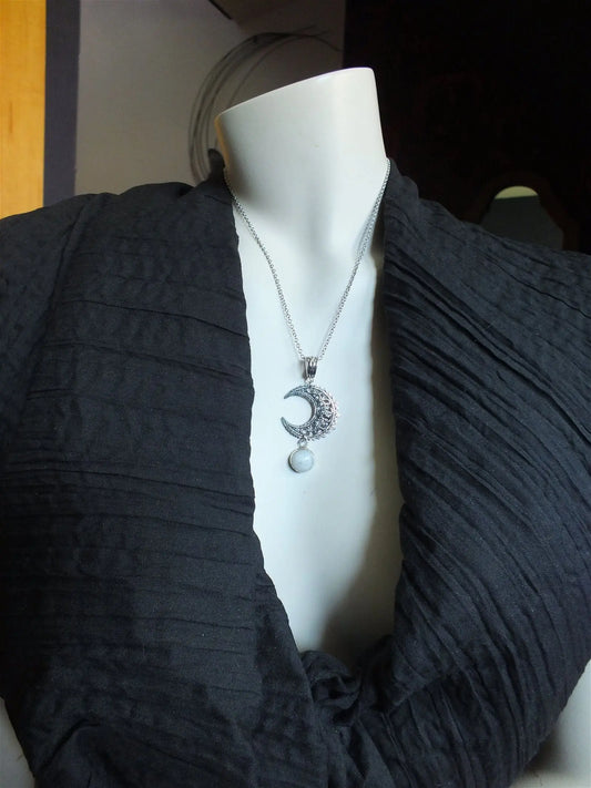 Collier labradorite blanche Lune - Aurore Lune