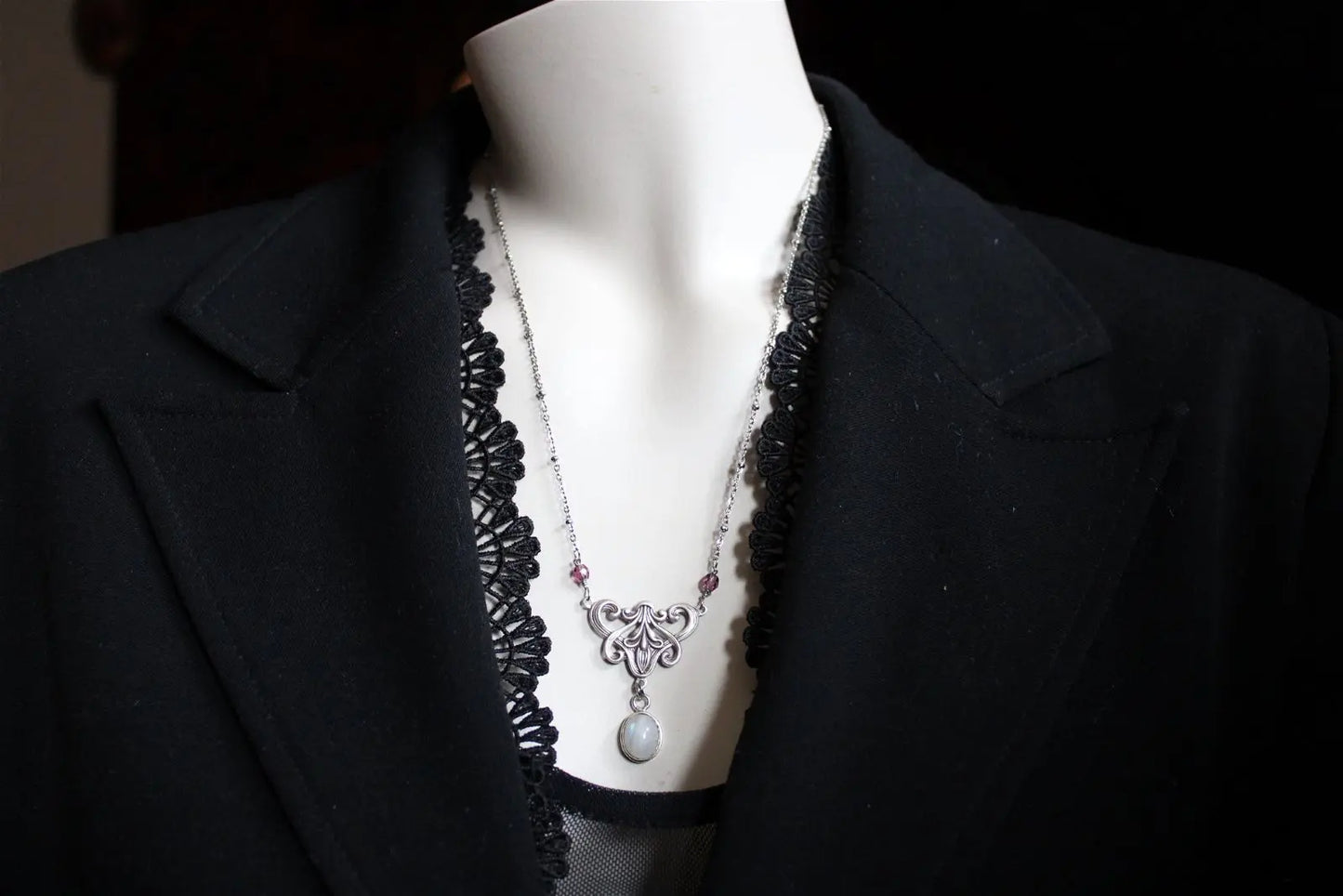 Collier labradorite blanche *Songe d'Hiver* - Aurore Lune