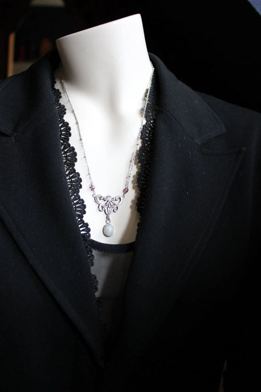 Collier labradorite blanche *Songe d'Hiver* - Aurore Lune