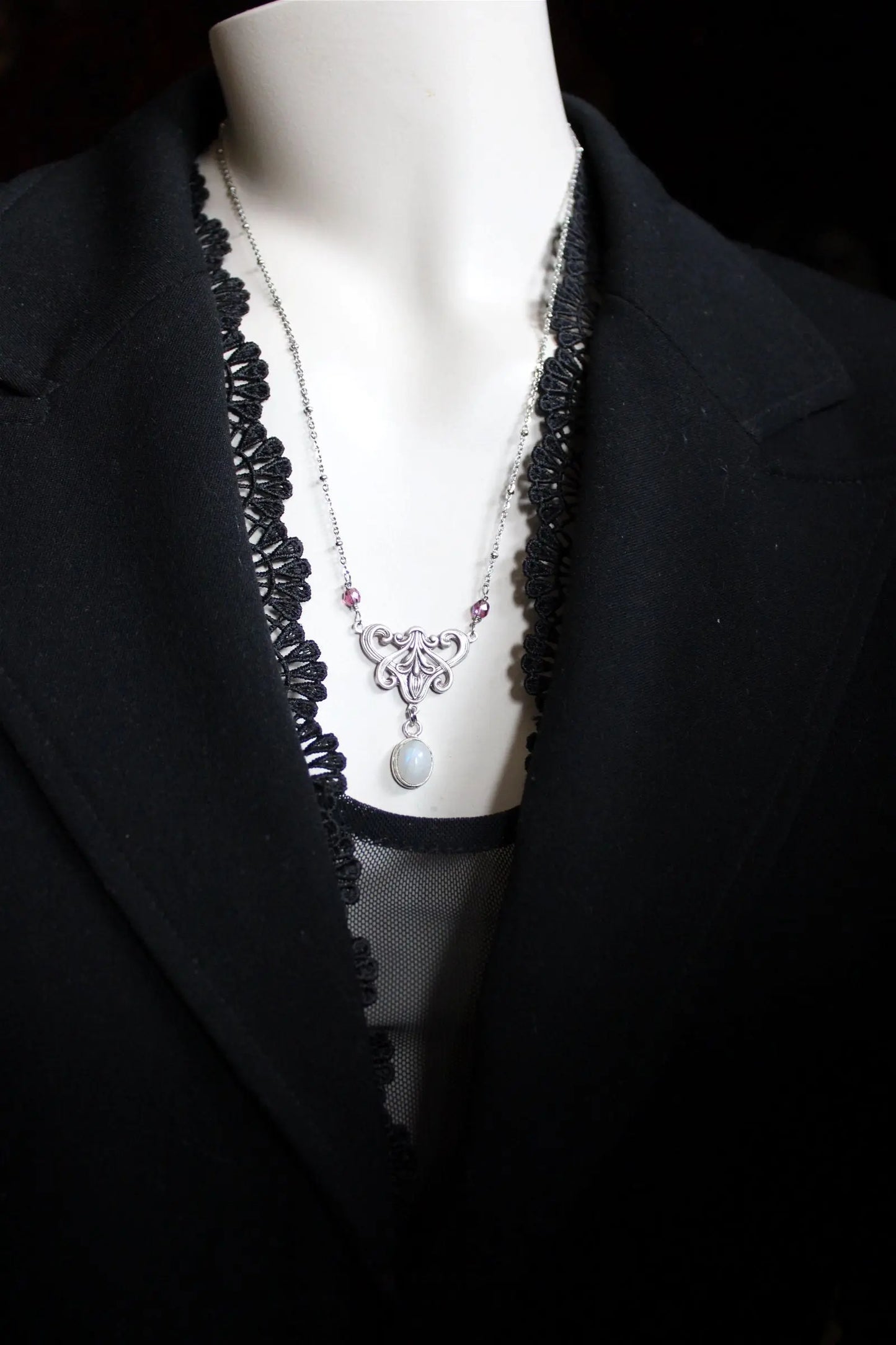 Collier labradorite blanche *Songe d'Hiver* - Aurore Lune