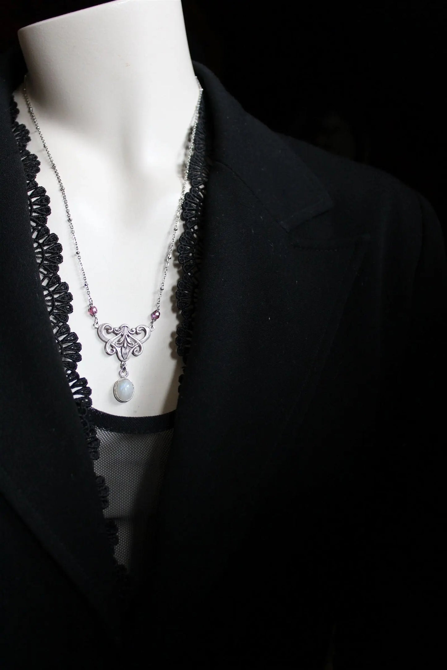 Collier labradorite blanche *Songe d'Hiver* - Aurore Lune