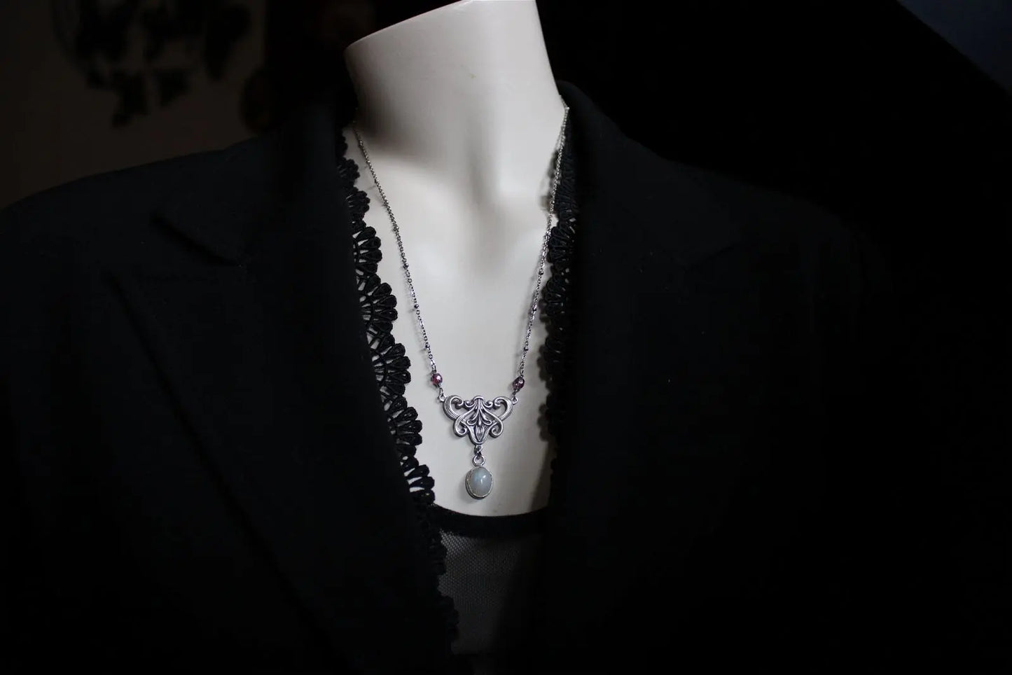 Collier labradorite blanche *Songe d'Hiver* - Aurore Lune