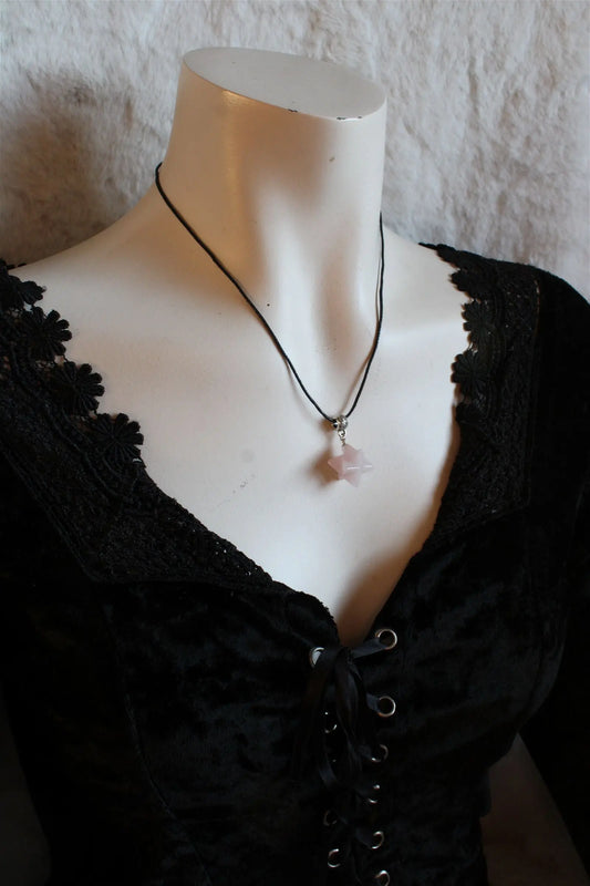 Collier merkaba en quartz rose - Aurore Lune