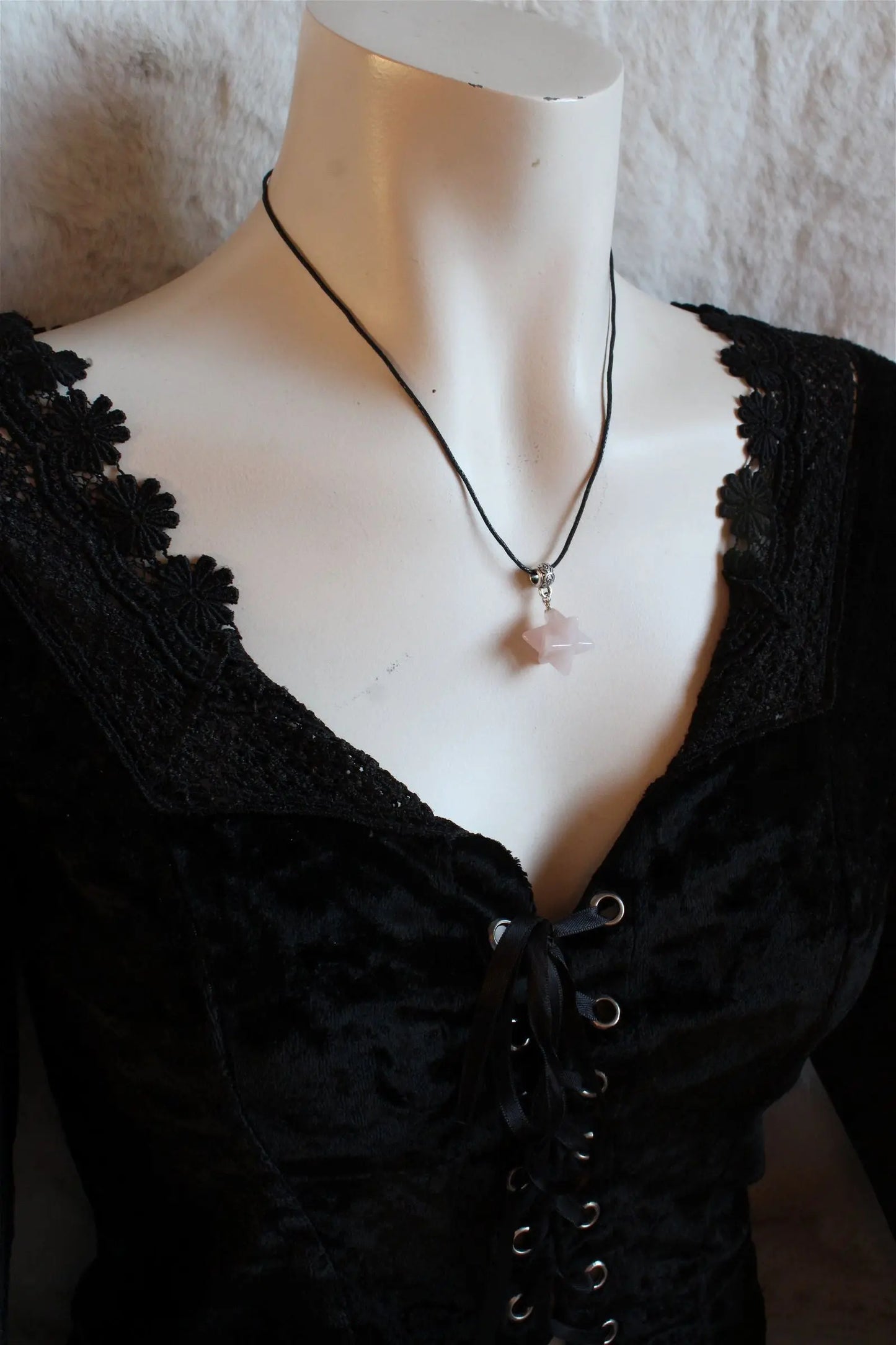 Collier merkaba en quartz rose - Aurore Lune