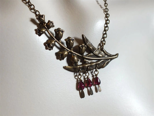 Collier muguet et grenats - Aurore Lune