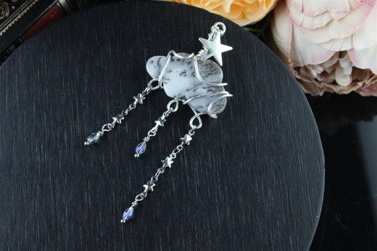 Collier nuage opale à dendrites ou merlinite - Aurore Lune