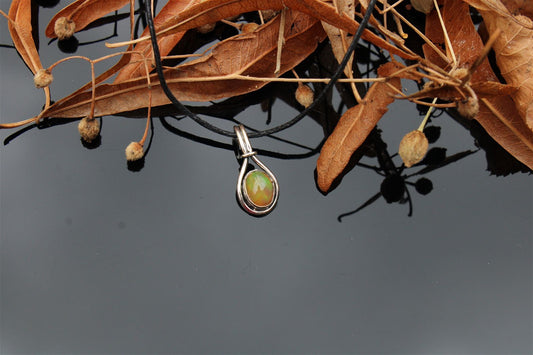 Collier opale véritable GREEN FIRE - Aurore Lune