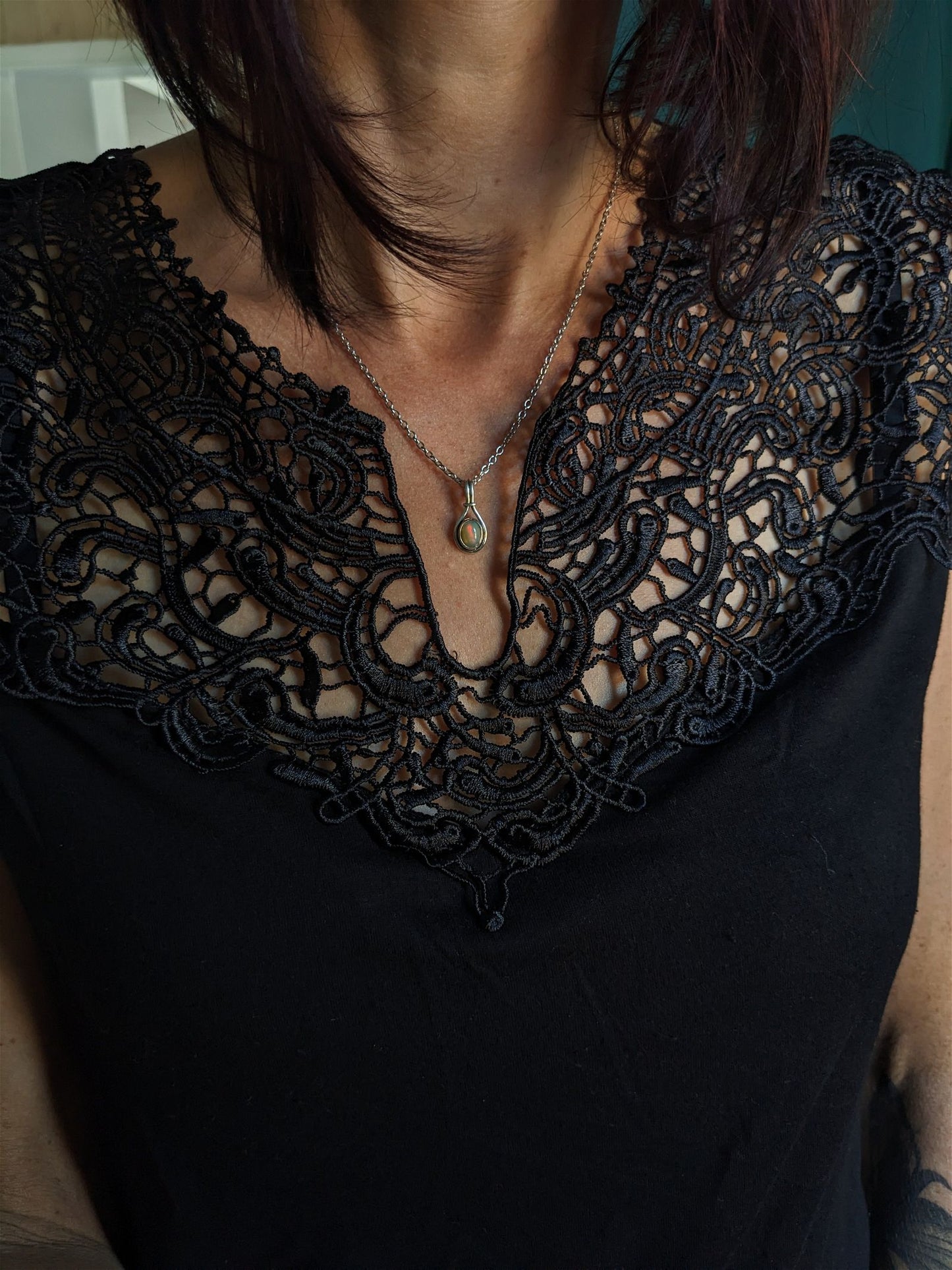 Collier opale véritable MABON - Aurore Lune
