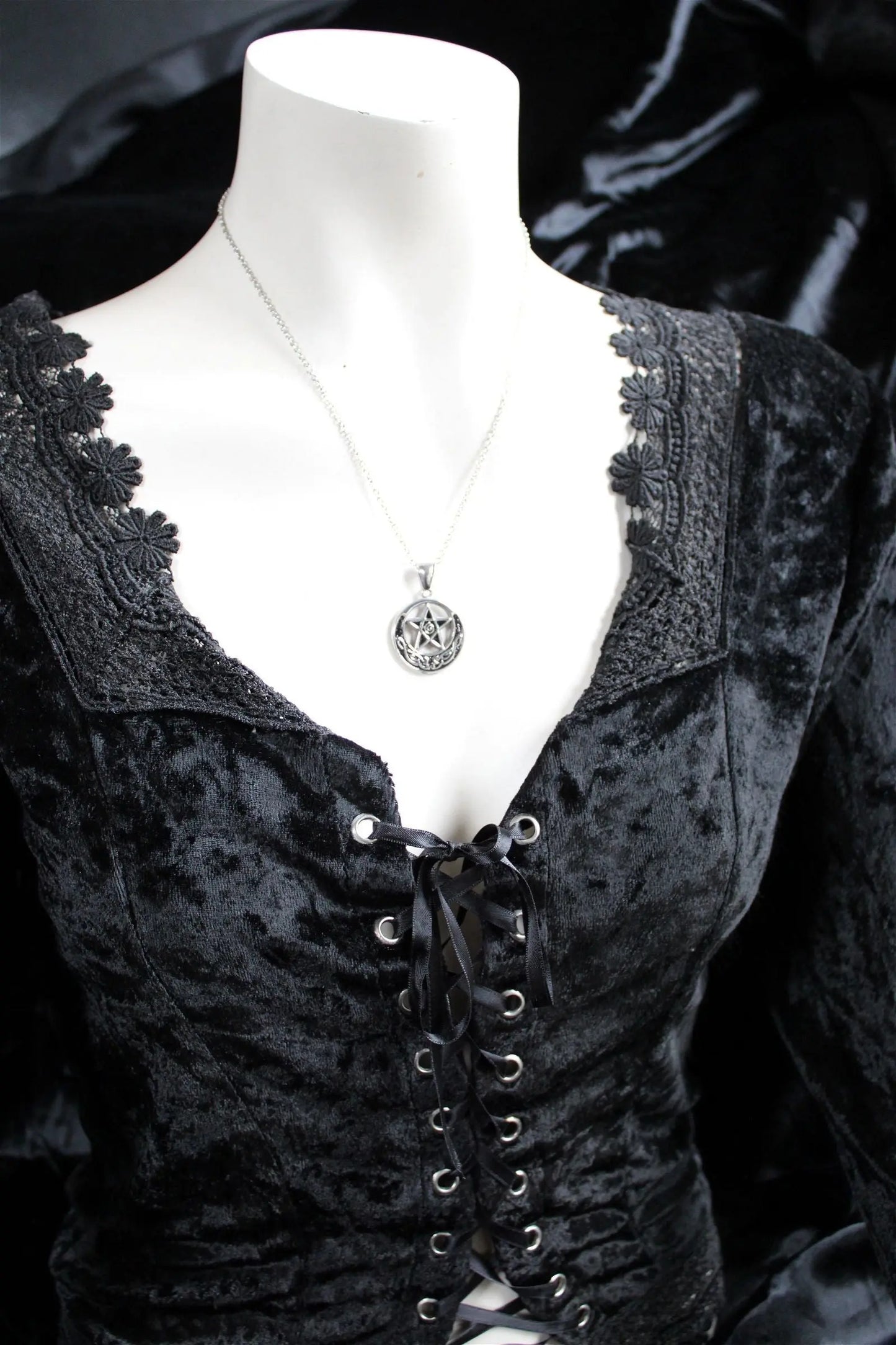 Collier pentacle en acier inoxydable - Aurore Lune