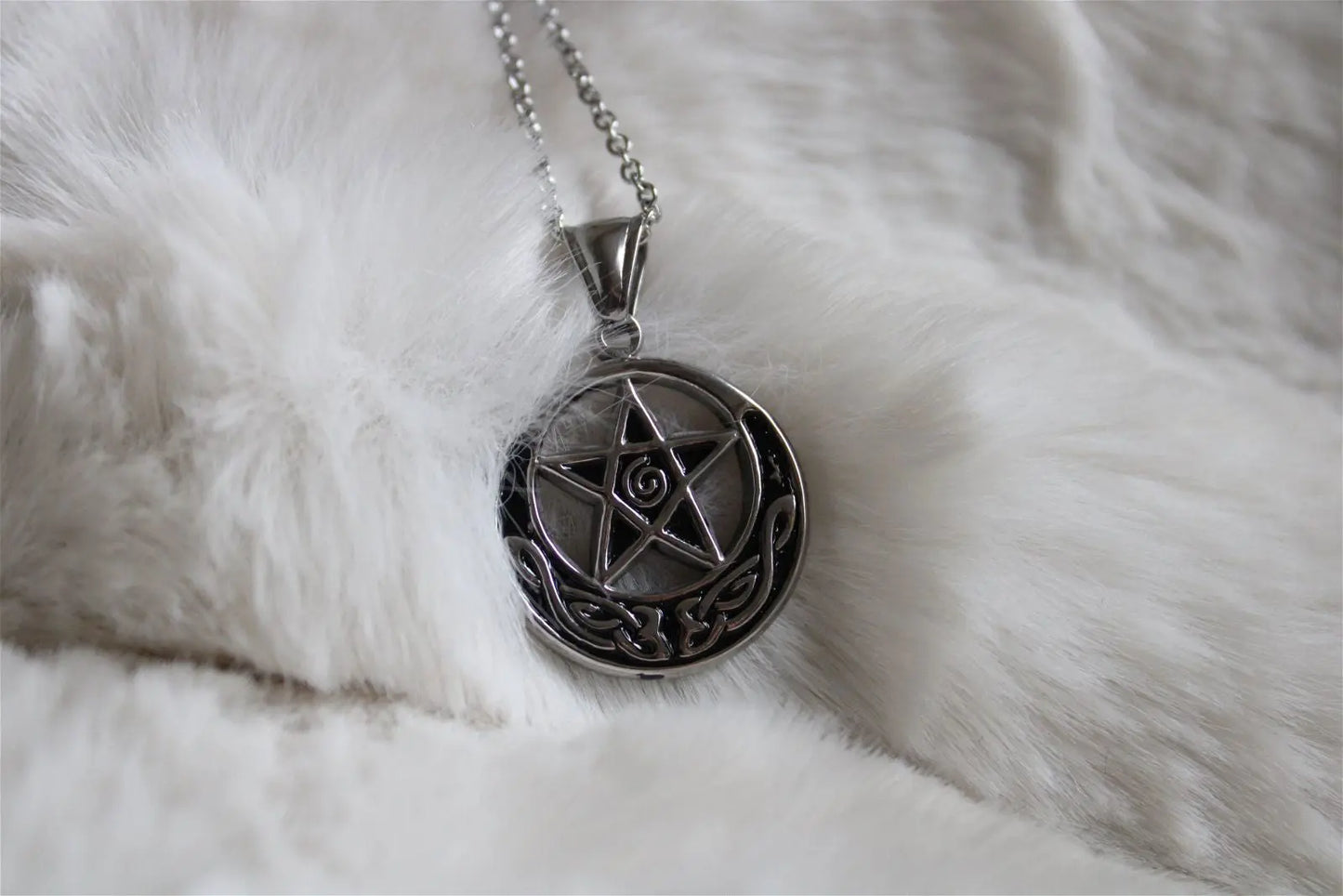 Collier pentacle en acier inoxydable - Aurore Lune