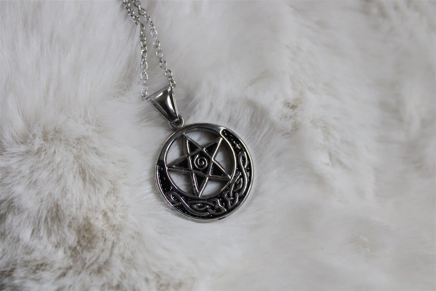 Collier pentacle en acier inoxydable - Aurore Lune