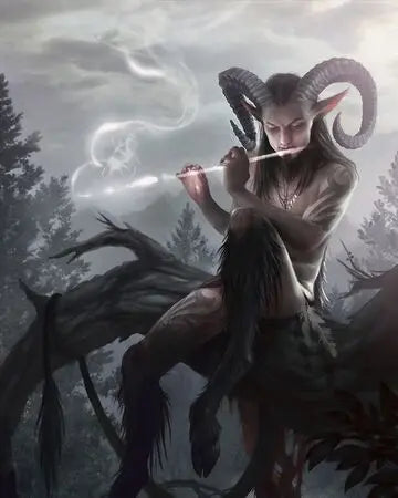 Collier pierre de soleil et Dieu Pan - Aurore Lune