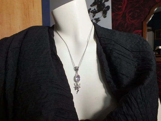 Collier pierre rose et fée - Aurore Lune