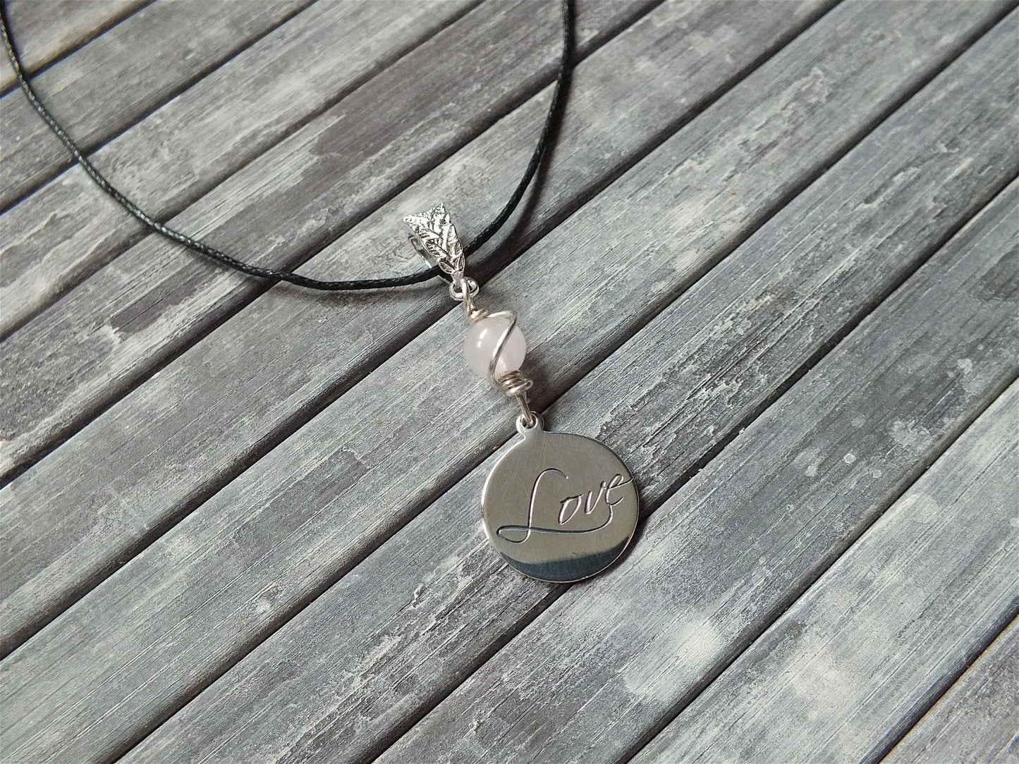 Collier quartz rose ode à l'amour - Aurore Lune